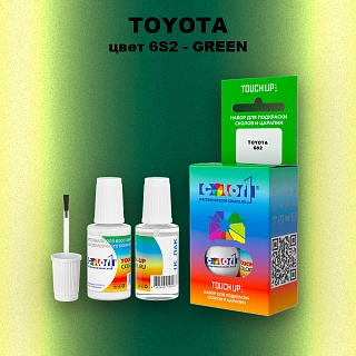 Краска для сколов во флаконе с кисточкой TOYOTA, цвет 6S2 - GREEN