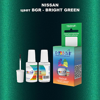 Краска для сколов во флаконе с кисточкой NISSAN, цвет BGR - BRIGHT GREEN