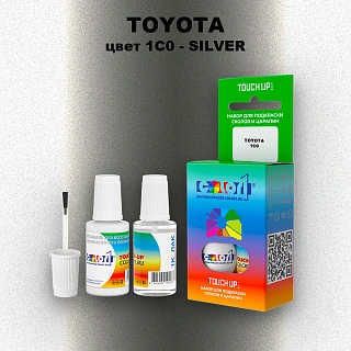 Краска для сколов во флаконе с кисточкой TOYOTA, цвет 1C0 - SILVER