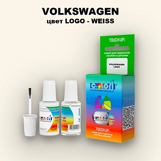 Краска для сколов во флаконе с кисточкой VOLKSWAGEN, цвет LOGO - WEISS