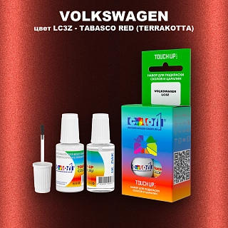 Краска для сколов во флаконе с кисточкой VOLKSWAGEN, цвет LC3Z - TABASCO RED (TERRAKOTTA)