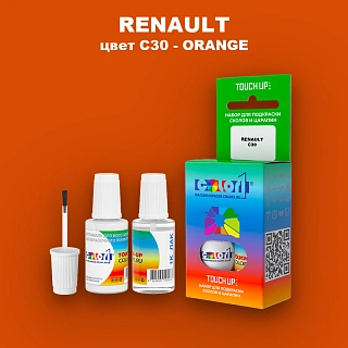 Краска для сколов во флаконе с кисточкой RENAULT, цвет C30 - ORANGE