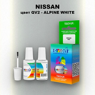 Краска для сколов во флаконе с кисточкой NISSAN, цвет QV2 - ALPINE WHITE