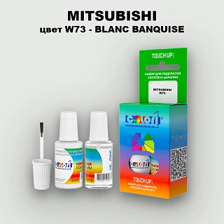 Краска для сколов во флаконе с кисточкой MITSUBISHI, цвет W73 - BLANC BANQUISE
