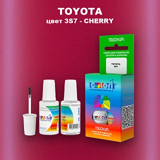 Краска для сколов во флаконе с кисточкой TOYOTA, цвет 3S7 - CHERRY