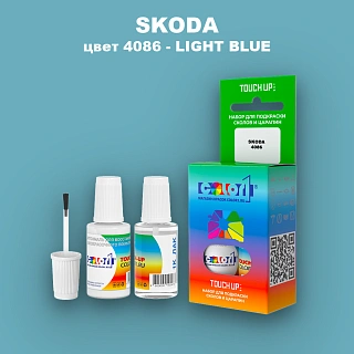 Краска для сколов во флаконе с кисточкой SKODA, цвет 4086 - LIGHT BLUE