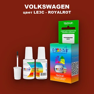 Краска для сколов во флаконе с кисточкой VOLKSWAGEN, цвет LE3C - ROYALROT
