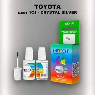 Краска для сколов во флаконе с кисточкой TOYOTA, цвет 1C1 - CRYSTAL SILVER