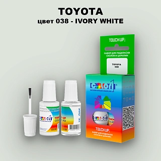 Краска для сколов во флаконе с кисточкой TOYOTA, цвет 038 - IVORY WHITE