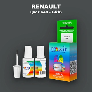 Краска для сколов во флаконе с кисточкой RENAULT, цвет 648 - GRIS