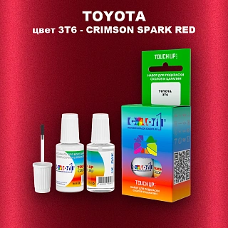 Краска для сколов во флаконе с кисточкой TOYOTA, цвет 3T6 - CRIMSON SPARK RED