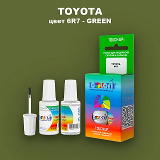 Краска для сколов во флаконе с кисточкой TOYOTA, цвет 6R7 - GREEN