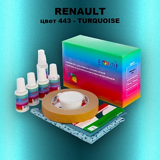 Ремкомплект для ремонта глубоких сколов и царапин RENAULT, цвет 443 - TURQUOISE