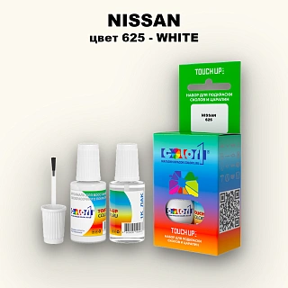 Краска для сколов во флаконе с кисточкой NISSAN, цвет 625 - WHITE SOLID