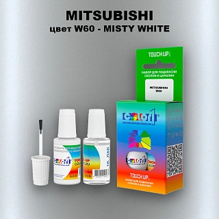 Краска для сколов во флаконе с кисточкой MITSUBISHI, цвет W60 - MISTY WHITE