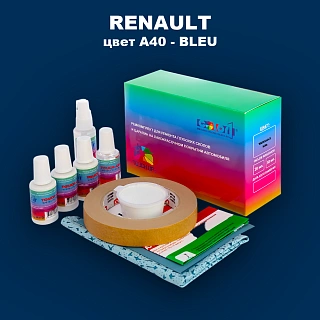 Ремкомплект для ремонта глубоких сколов и царапин RENAULT, цвет A40 - BLEU