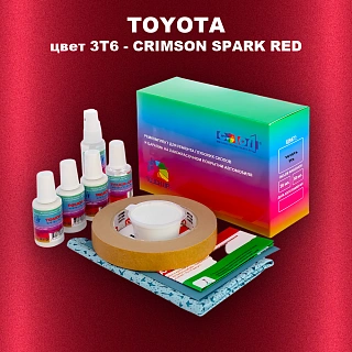 Ремкомплект для ремонта глубоких сколов и царапин TOYOTA, цвет 3T6 - CRIMSON SPARK RED