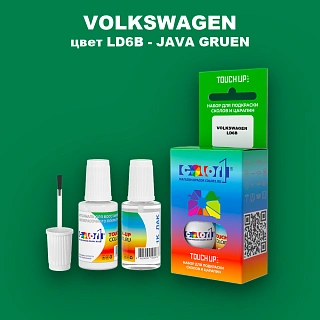 Краска для сколов во флаконе с кисточкой VOLKSWAGEN, цвет LD6B - JAVA GRUEN