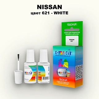Краска для сколов во флаконе с кисточкой NISSAN, цвет 621 - WHITE