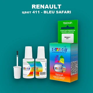 Краска для сколов во флаконе с кисточкой RENAULT, цвет 411 - BLEU SAFARI