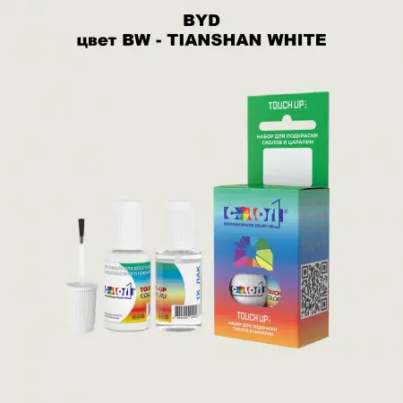 Краска для сколов во флаконе с кисточкой BYD, цвет BW - TIANSHAN WHITE
