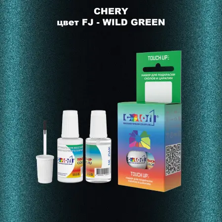 Краска для сколов во флаконе с кисточкой CHERY, цвет FJ - WILD GREEN