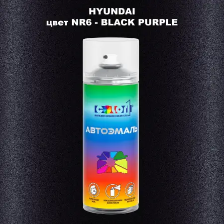 Аэрозольная краска HYUNDAI, цвет NR6 - BLACK PURPLE