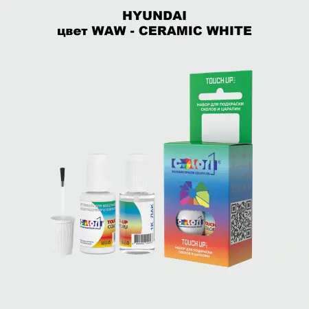Краска для сколов во флаконе с кисточкой HYUNDAI, цвет  WAW - CERAMIC WHITE