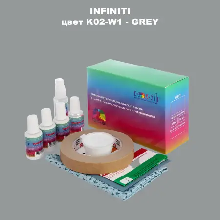 Ремкомплект для ремонта глубоких сколов и царапин INFINITI, цвет K02-W1 - GREY