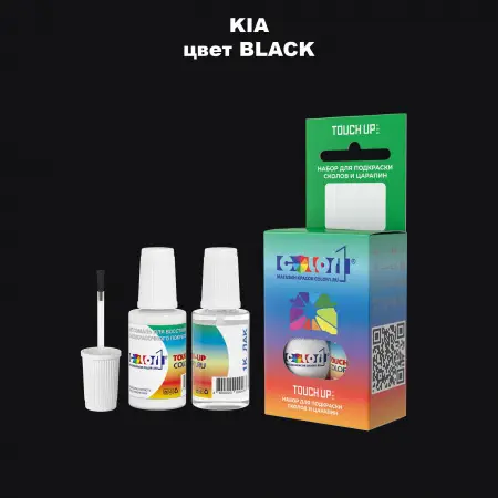 Краска для сколов во флаконе с кисточкой KIA, цвет BLACK