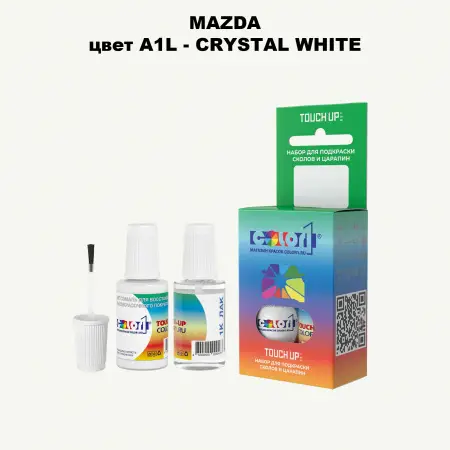 Краска для сколов во флаконе с кисточкой MAZDA, цвет A1L - CRYSTAL WHITE