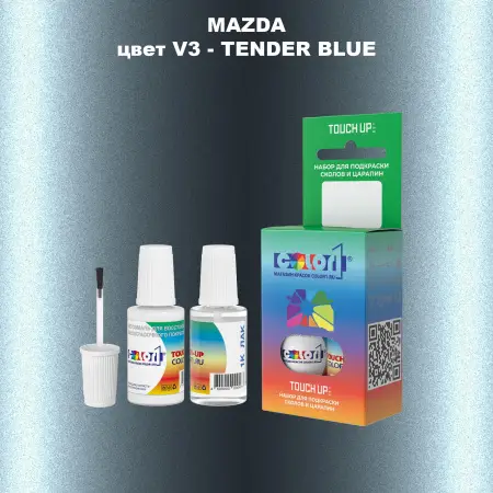 Краска для сколов во флаконе с кисточкой MAZDA, цвет V3 - TENDER BLUE