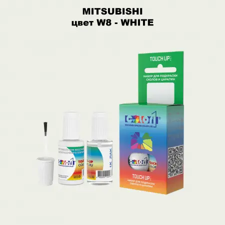 Краска для сколов во флаконе с кисточкой MITSUBISHI, цвет W8 - WHITE