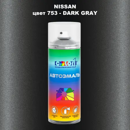 Аэрозольная краска NISSAN, цвет 753 - DARK GRAY