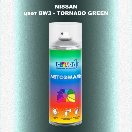 Аэрозольная краска NISSAN, цвет BW3 - TORNADO GREEN