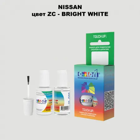 Краска для сколов во флаконе с кисточкой NISSAN, цвет ZC - BRIGHT WHITE