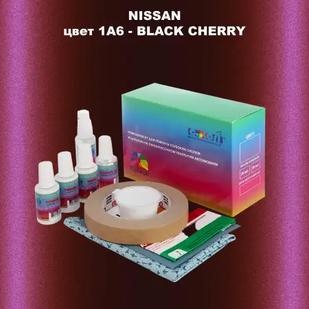 Ремкомплект для ремонта глубоких сколов и царапин NISSAN, цвет 1A6 - BLACK CHERRY