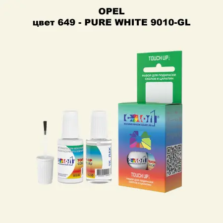 Краска для сколов во флаконе с кисточкой OPEL, цвет 649 - PURE WHITE 9010-GL