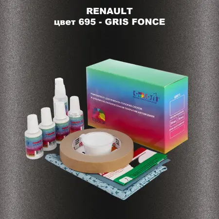 Ремкомплект для ремонта глубоких сколов и царапин RENAULT, цвет 695 - GRIS FONCE