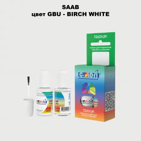 Краска для сколов во флаконе с кисточкой SAAB, цвет GBU - BIRCH WHITE