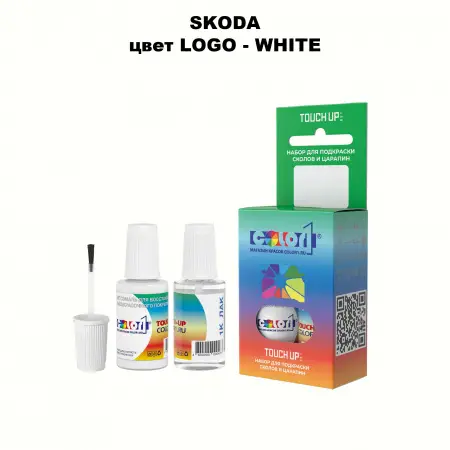 Краска для сколов во флаконе с кисточкой SKODA, цвет LOGO - WHITE