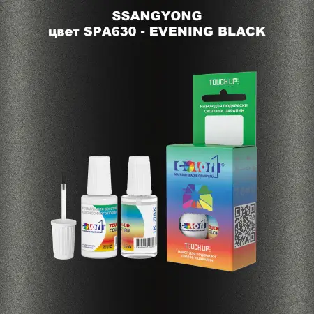 Краска для сколов во флаконе с кисточкой SSANGYONG, цвет SPA630 - EVENING BLACK