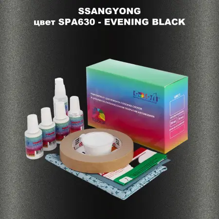 Ремкомплект для ремонта глубоких сколов и царапин SSANGYONG, цвет SPA630 - EVENING BLACK
