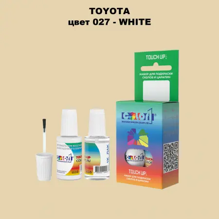 Краска для сколов во флаконе с кисточкой TOYOTA, цвет 027 - WHITE