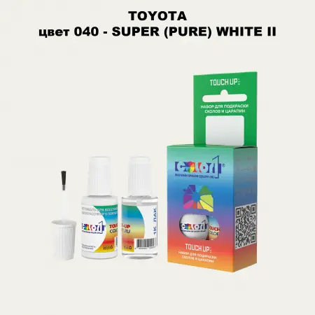 Краска для сколов во флаконе с кисточкой TOYOTA, цвет 040 - SUPER (PURE) WHITE II