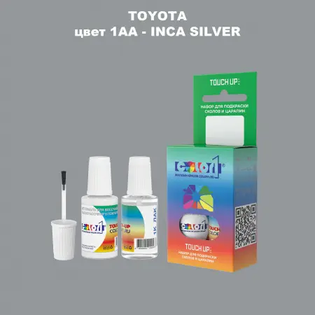 Краска для сколов во флаконе с кисточкой TOYOTA, цвет 1AA - INCA SILVER