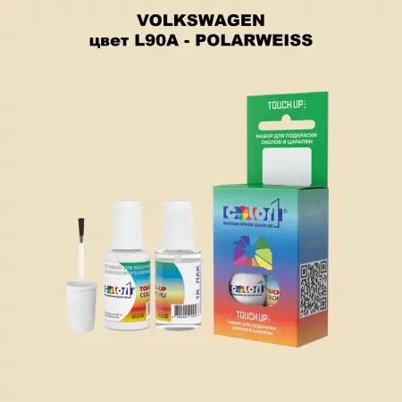Краска для сколов во флаконе с кисточкой VOLKSWAGEN, цвет L90A - POLARWEISS