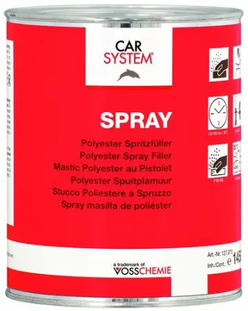 CARSYSTEM 2К Полиэфирная напыляемая шпатлевка "Spray" серая (1,5кг)