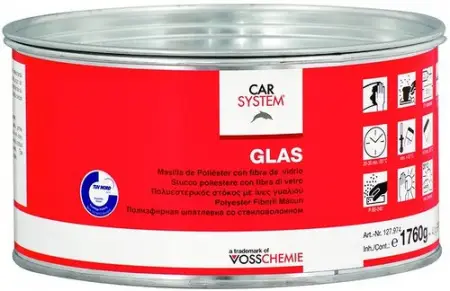 CARSYSTEM 2К Полиэфирная стекловолокнистая шпатлевка "Glas" зелен. (1кг)