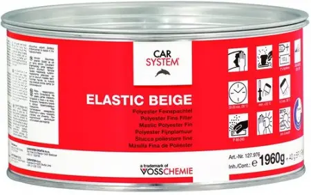 CARSYSTEM 2К Полиэфирная эластичная, доводочная шпатлевка "Elastic" беж. (1кг)